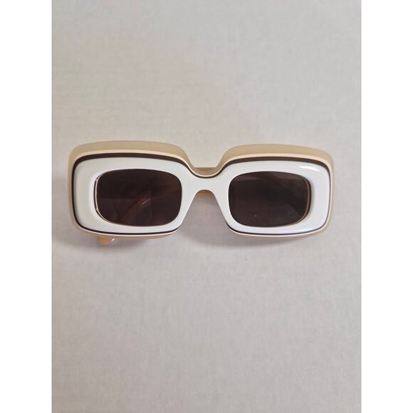 Loewe x Paula\'s Ibiza  Layered Rectangular Frame Sunglasses White and Beige main image 6